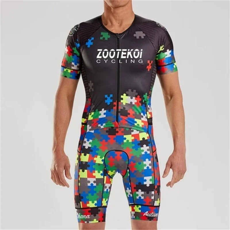 

ZOOTEKOI Cycling Jersey Skinsuit Men Jumpsuits Triathlon Short sleeve Skin suit Maillot Ciclismo Road Bike Jersey 9d gel pad