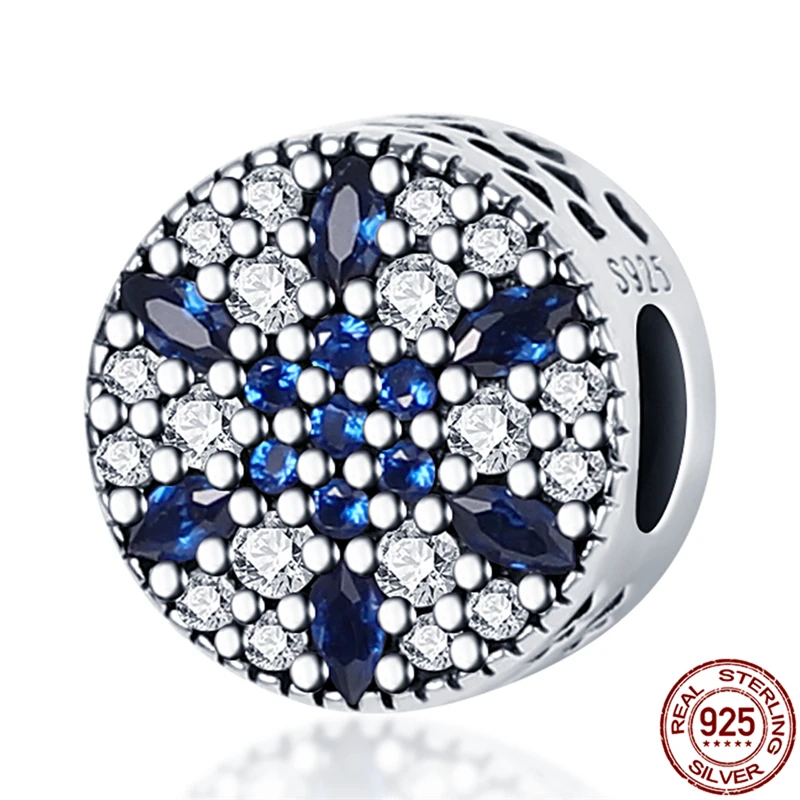 

925 Sterling Silver BlueZircon Beads Beaded Fit Original pandora Bracelet&Bangle For Women Birthday Fashion Jewelry