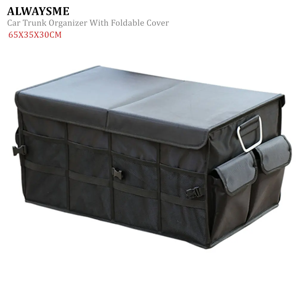 ALWAYSME 60X35X30 см органайзер для багажника автомобиля, приспособление для транспортных средств коробка многофункциональные инструменты, складное хранилище, нескользящее дно, крепежные ремни