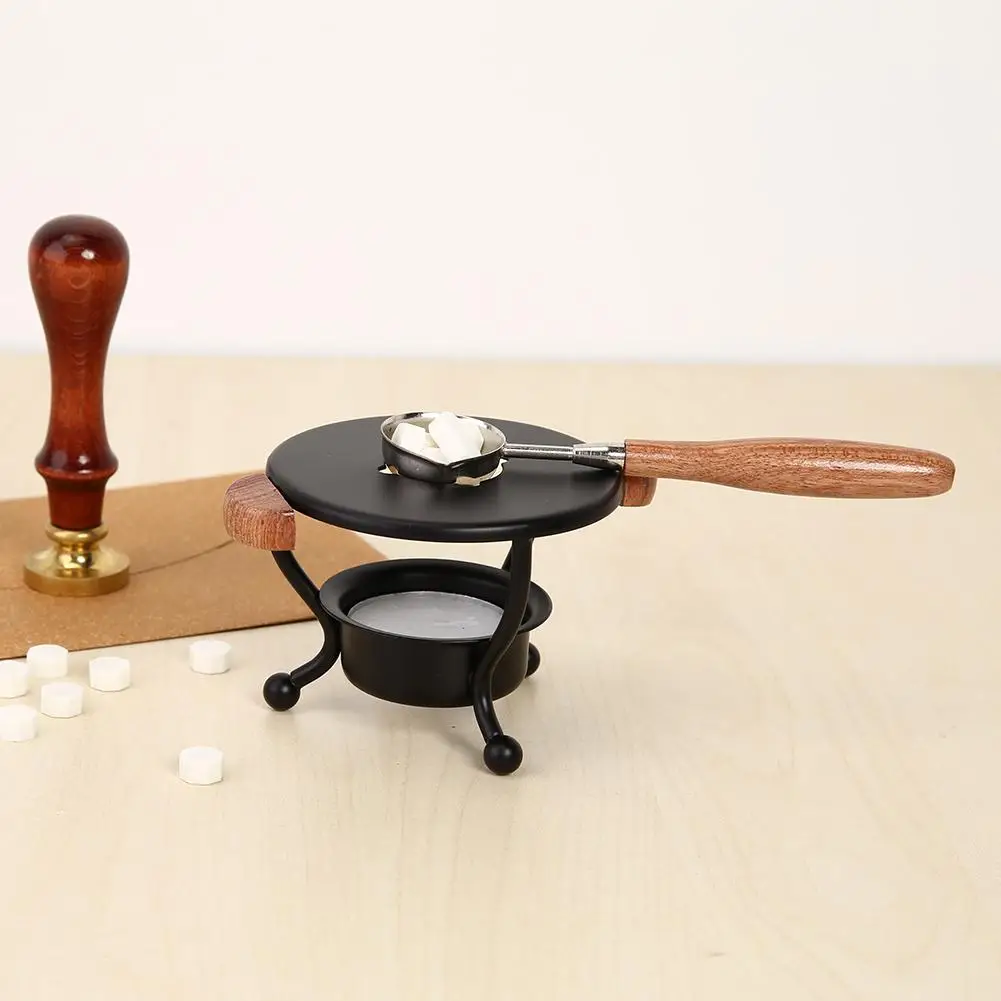 

Retro Seal Wax Furnace Stove Pot Wood Handle Sealings Wax Spoon For Wax Sealing Decorative Wax Stamp Craft Gift