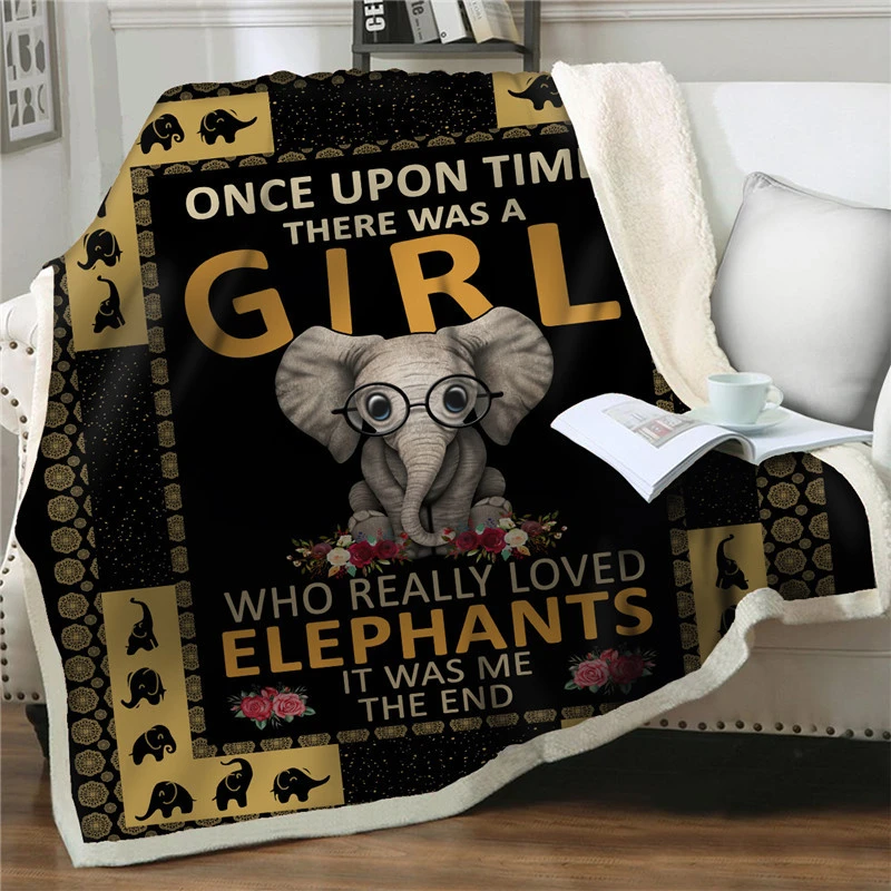 

Lovely Elephant 3D Plush Throw Sherpa Blankets For Beds Sofa Soft Warm Thick Quilt Cover Travel Office Nap Blanket Home textiles