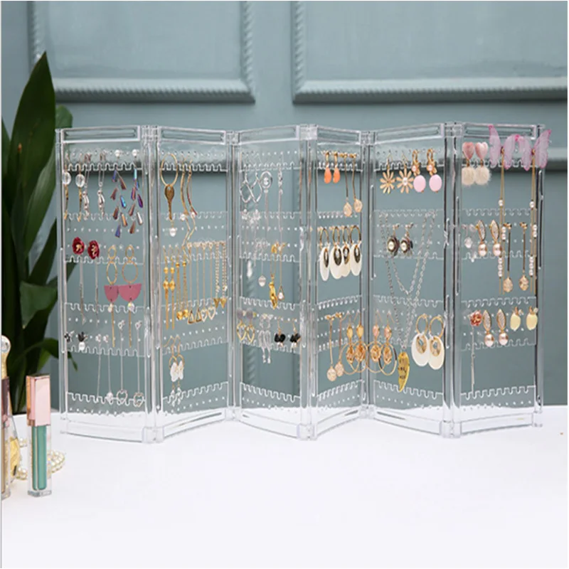 Элегантная плоская пластиковая витрина для сережек и стеллаж хранения ювелирных