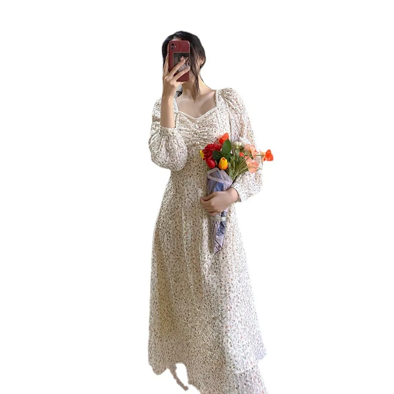 

Pearl flower long waist Girl Dress
