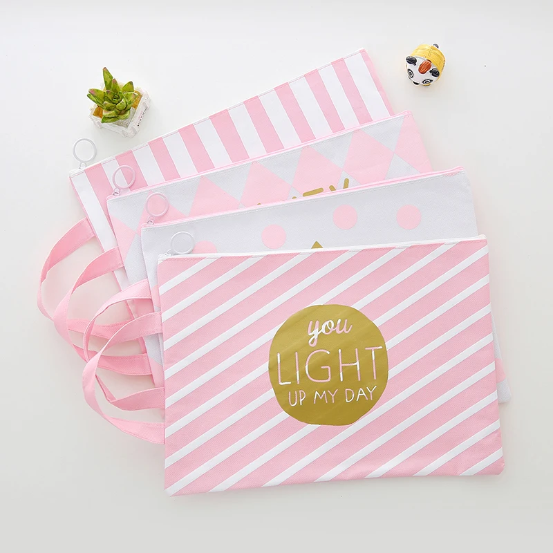 Розовый холст папка для документов сумка файлов формата А4 Papeleria бизнес бумажный