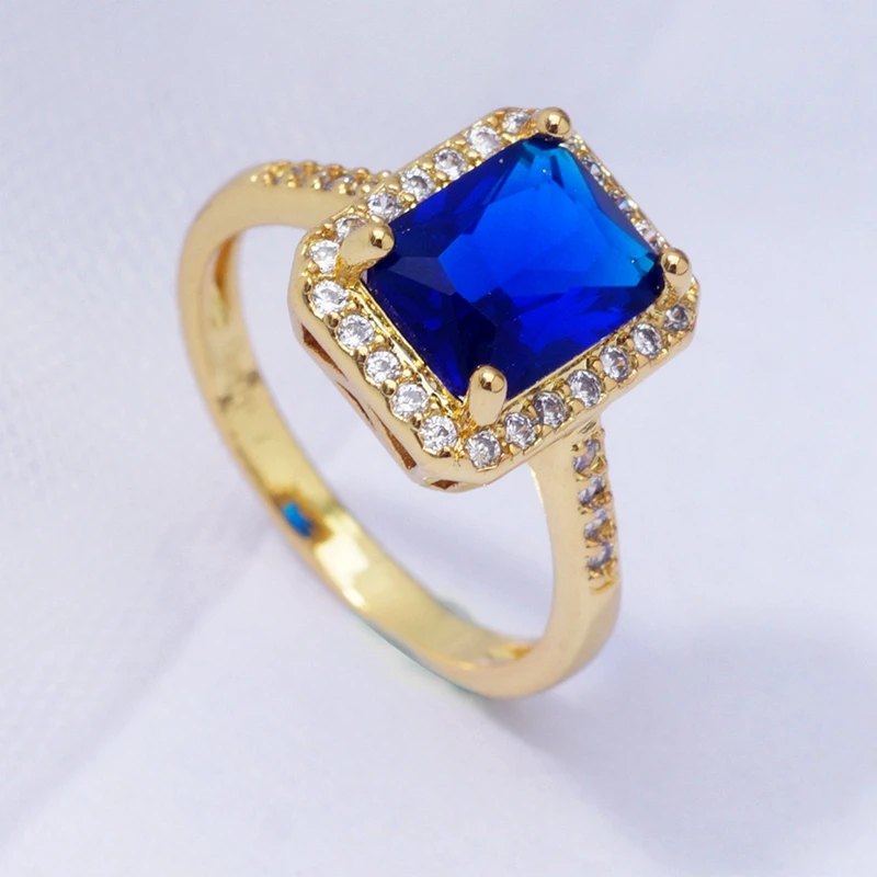 Свадебные Благородные Кольца принцессы для женщин темно синие циркониевые