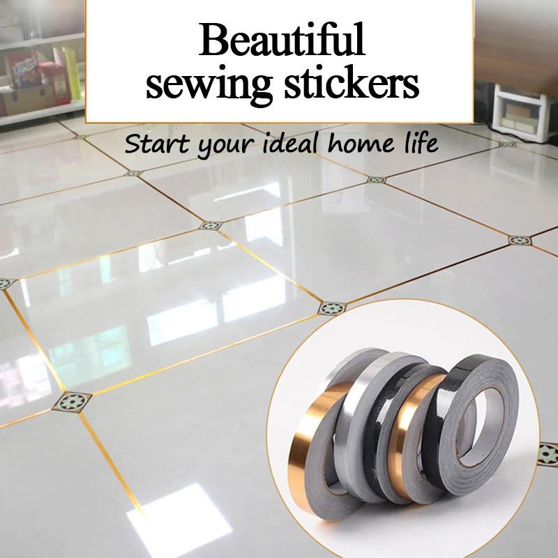

1PC Waterproof Gold Silver DIY PVC Strip Decor Gap Sealing Foil Tape Wall Sticker Floor Seam Sticker United States Seam Stickers