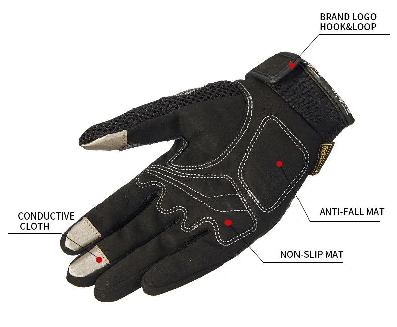 Motorcycle Gloves Leather Touch Screen Breathable Carbon Fiber Protective Gloves Guantes Moto Motocross Racing Gants Glove