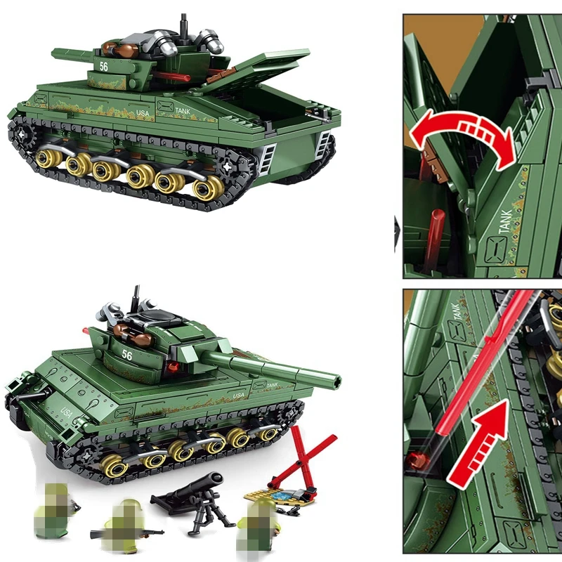 Военный танк WW2 США Шерман М4 Танк 437 шт. городской полицейский солдат оружие