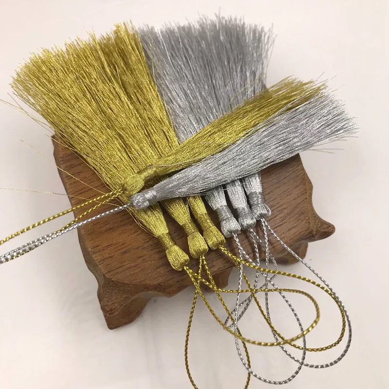 20 шт. полиэстер Золотая/Серебристая шелковая отделка кисточек сделай сам