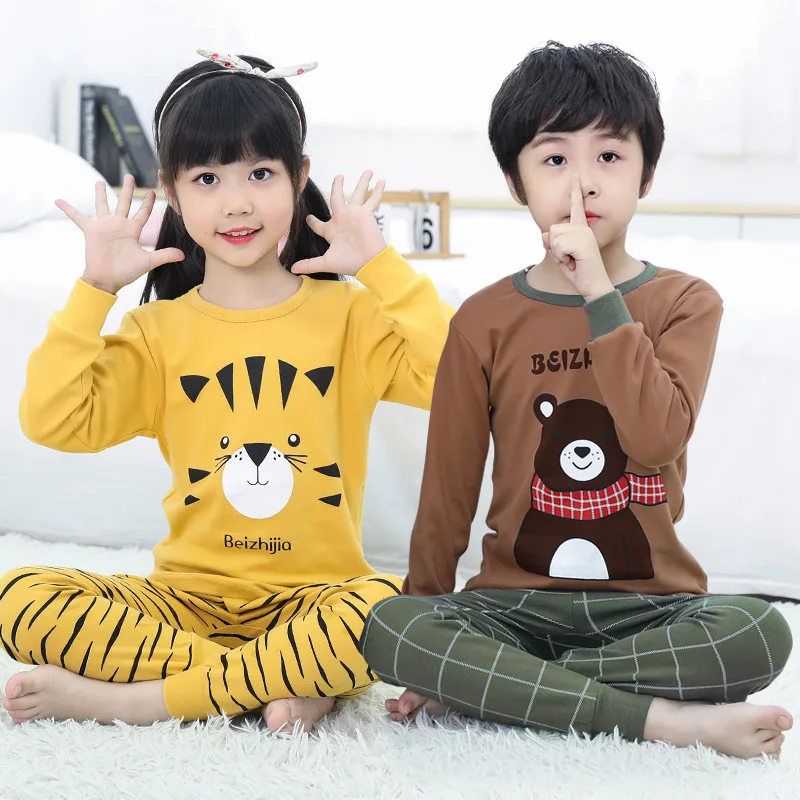 Cotton Pajamas For Children Long Sleeve Panda Suit Cartoon Kids Clothes Suits Baby Pyjamas Top+Pant Pijamas Sleepwear | Мать и ребенок