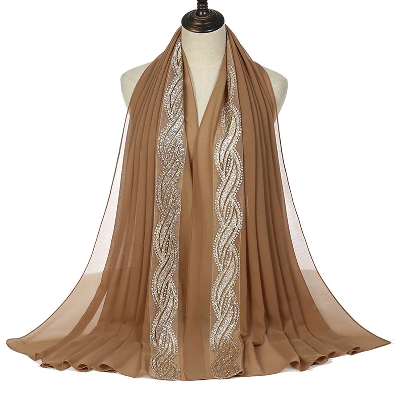 

Fashion Bling Bling Lurex Floral Chiffon Hijabs Shawls Scarves Muslim Ladies Headscarf Turbans Bufandas Muslim Head Wraps Snood