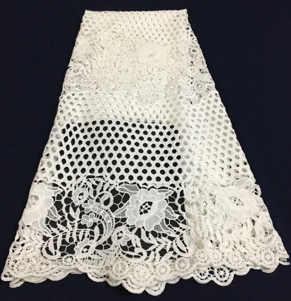 Кружевные вечерние платья в африканском стиле 5 ярдов/партия белое кружевное