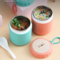 stainless steel thermos insulated sealed soup container lunch box microwavable soup holder with spoon for picnic school office