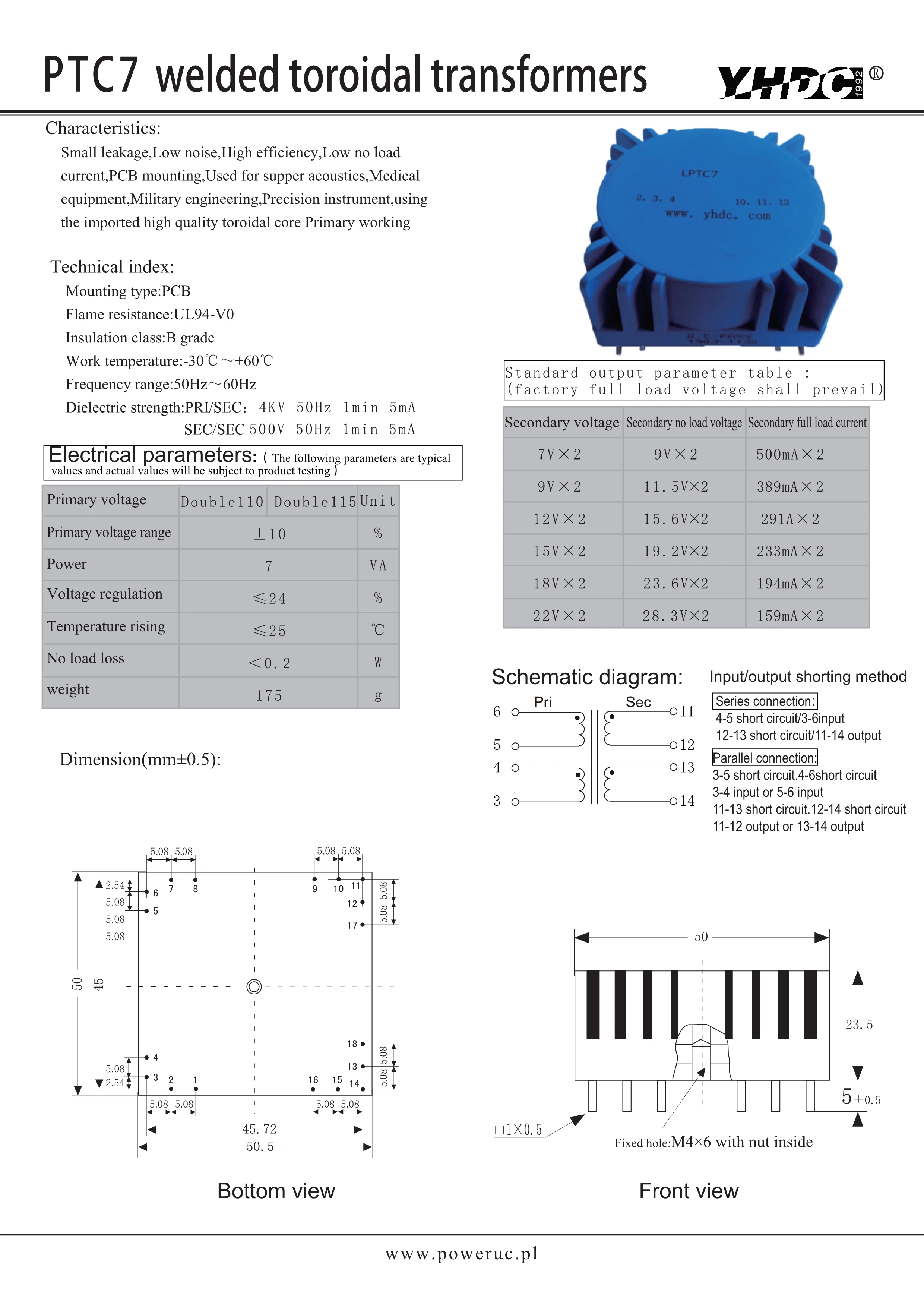 PTC7 для использования аудио 7 ва/2*115 в/2*15 в тороидальный трансформатор