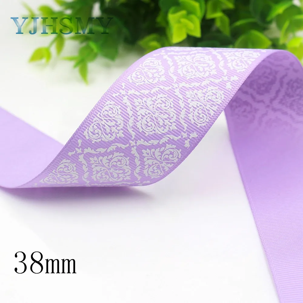 YJHMY I-191214-2767 10yards 38mm Colorful geometric Printed grosgrain Ribbons Clothing bow cap DIY decorations materials | Дом и сад