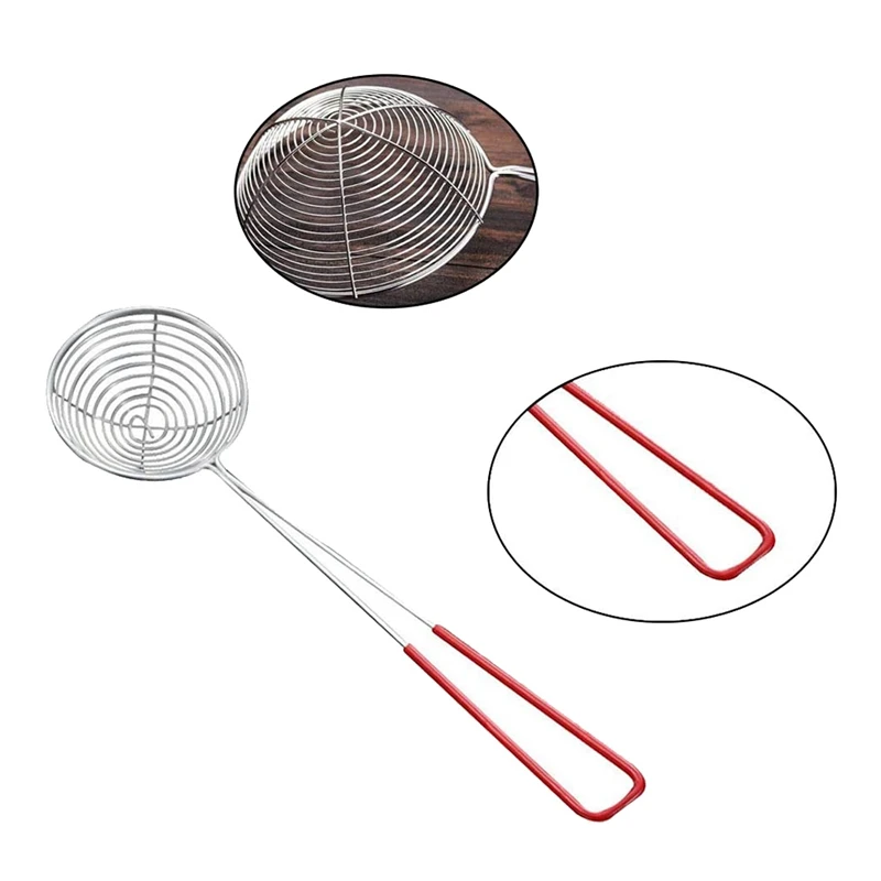 4 шт. проволочное Сито скиммер ложка из нержавеющей стали сетчатый дуршлаг с