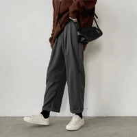 qweek winter wide leg pants women office lady oversize woolen warm high waist trousers for female jokers black korean style