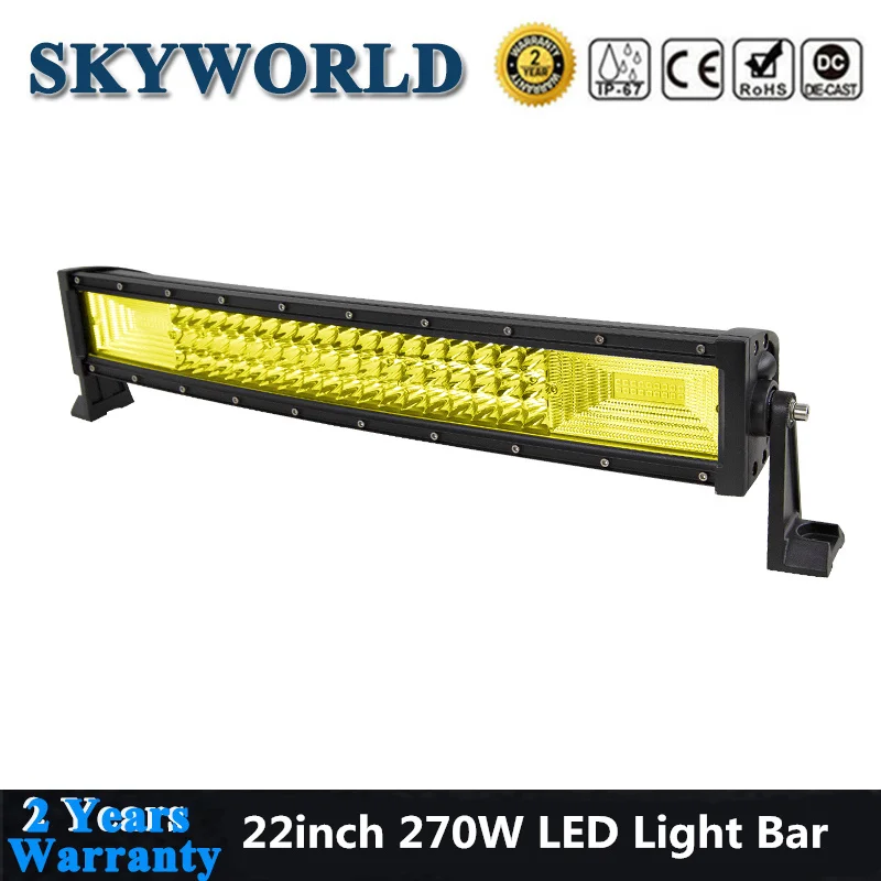 

22inch Yellow 3-Row Curved LED Bar 12V 4x4 Truck Car Driving Fog Lamp For Jeep Offroad Truck Boat SUV ATV LED Light Bar Off Road