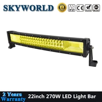 22inch yellow 3 row curved led bar 12v 4x4 truck car driving fog lamp for jeep offroad truck boat suv atv led light bar off road