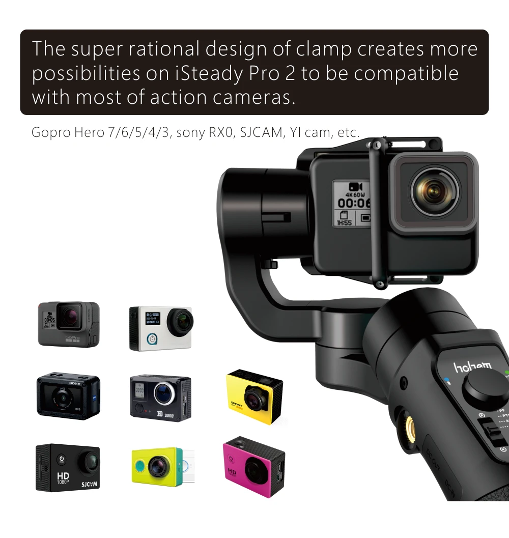Hohem iSteady Pro 2 брызг 3-осевой Карманный стабилизатор для камеры DJI Osmo Экшн камера Gopro Hero 7/6/5 SJCAM YI экшн-камер