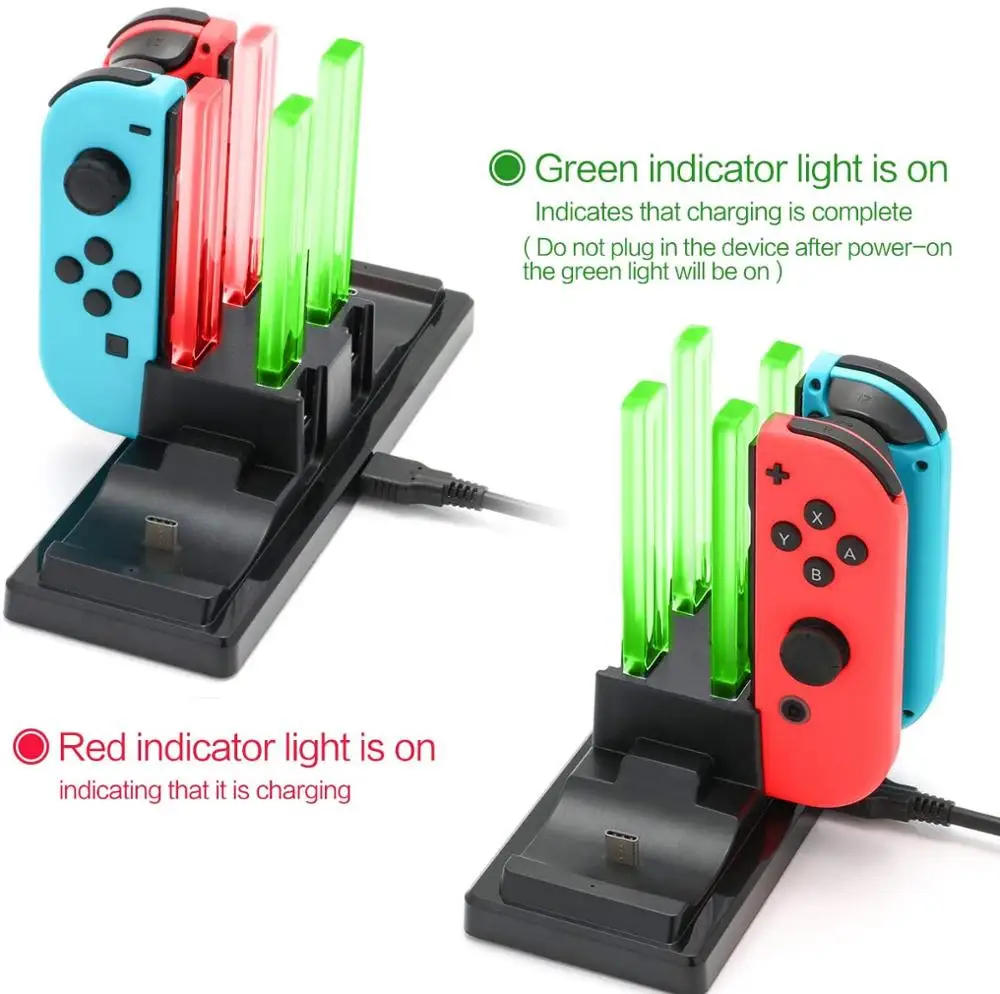 6 in 1 ns switch pro controller charging dock station 5v 2a led joypad charger stand for nintendo switch game accessories free global shipping