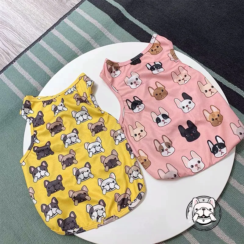 Французский бульдог летняя охлаждающая футболка милый уличный жилет одежда для