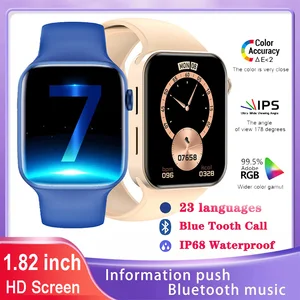 iwo 07 smartwatch 1 82 full screen rotating button for men and women ip68 waterproof bluetooth phone smartwatch 7 series free global shipping