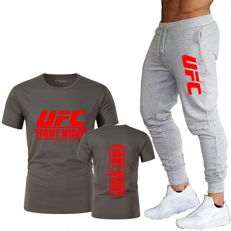 

Summer new fashion trend men's suit personalized fashion printing sports short-sleeved T-shirt + sports casual trousers suit