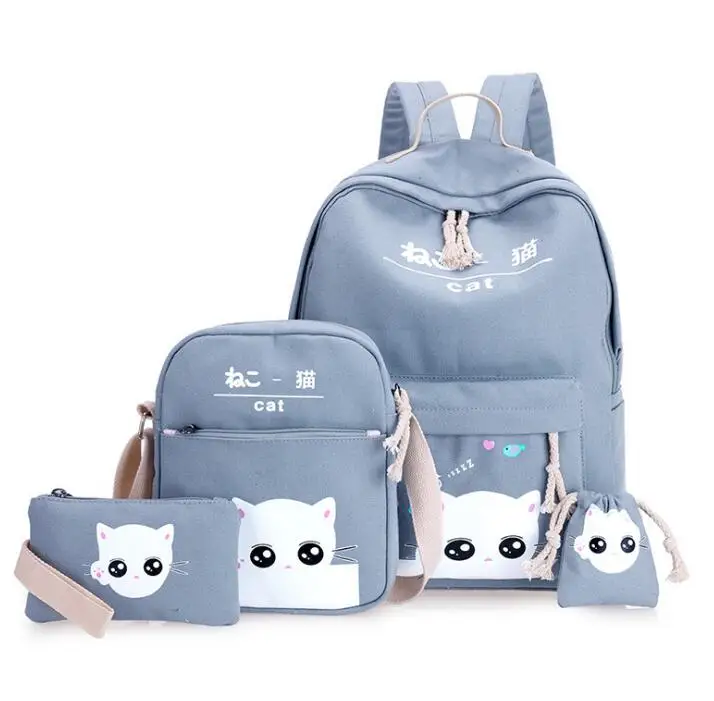 4 шт./компл. женские рюкзаки с персонажами мультфильмов кролик Печать холщовый