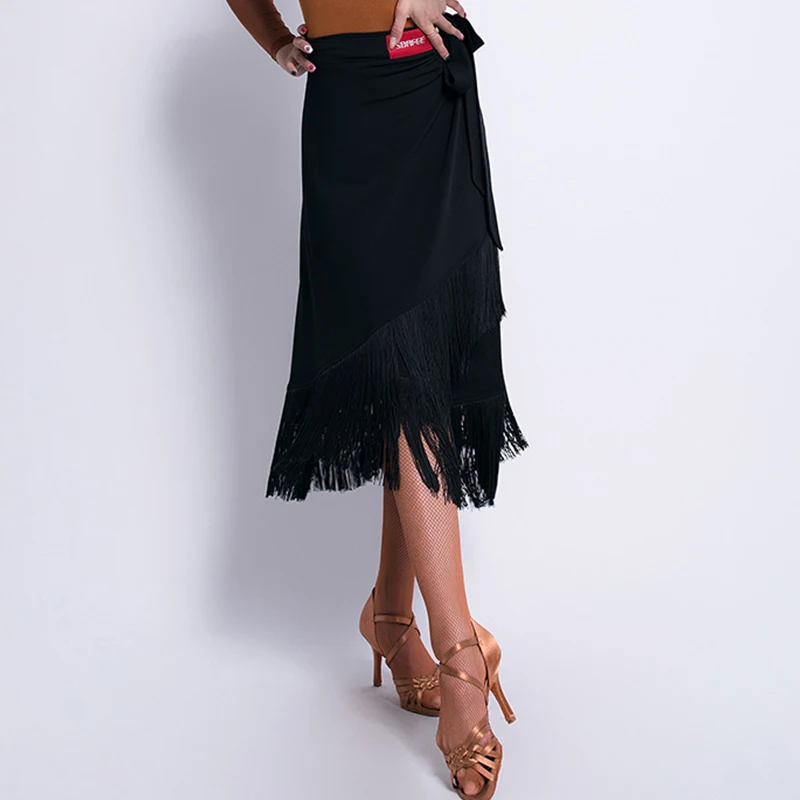 Юбка для латинских танцев женщин ча танго сальса самба румба бахрома