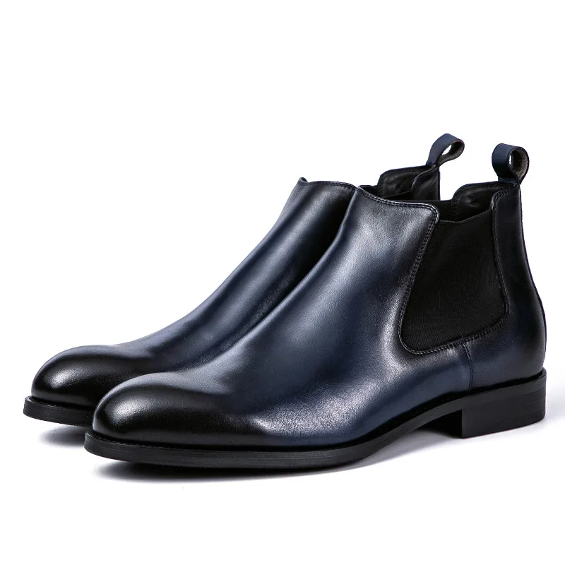 

big size men's fashion chelsea boots breathable genuine leather shoes party banquet ankle bottes homme short botas masculina man