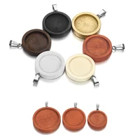 10pcslot 20 30mm stainless steel hook wood cabochon base trays bezel blank pendants charms for necklace diy jewelry making