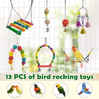 13 packs bird swing toys parrot chewing hanging perches with bell pet birds cage toys for small parakeets el