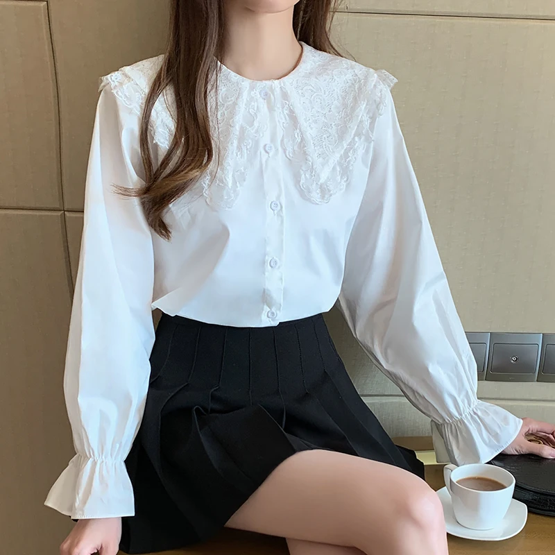Женская блузка белые блузки Осенние блузы модные женские элегантные свободные