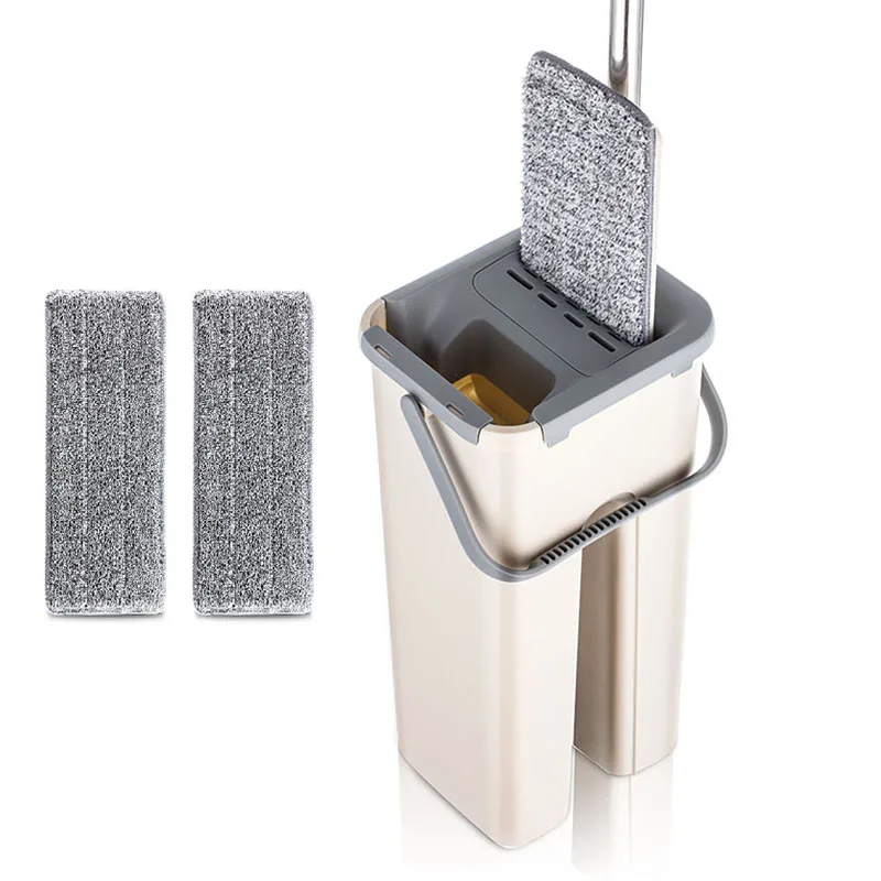 

Professional Microfiber Mop And Bucket Hand Free For Hardwood Tile Laminate & Stone Floors All in 1 kit Dry & Wet Cleaning