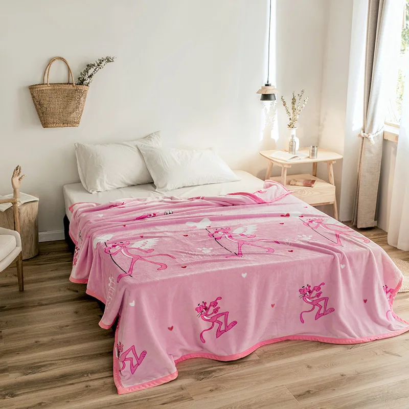 

Pink Panther blankets cartoon quilts twin full queen king kids blankets soft Throw Flannel blanket on Bed/car/sofa cute rugs