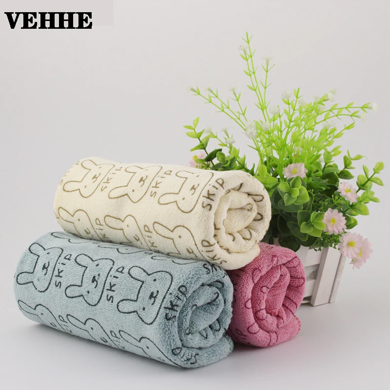 

VEHHE 3 colour 35*75cm Bathroom Rabbit Pattern Towel Microfiber Fabric Face Towel Available Home Quick Dry Towels Set 3 Colors