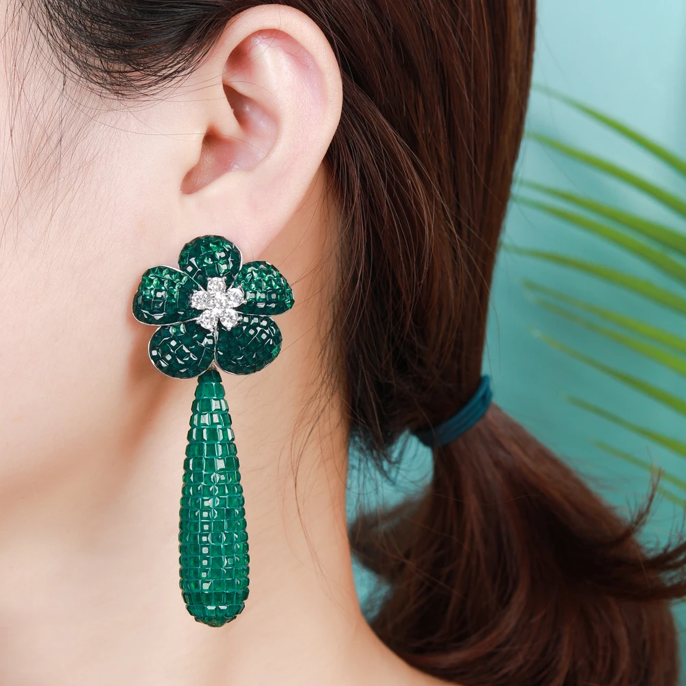 Женские серьги-подвески из серебра 925 пробы с искусственным Рубином | Украшения и