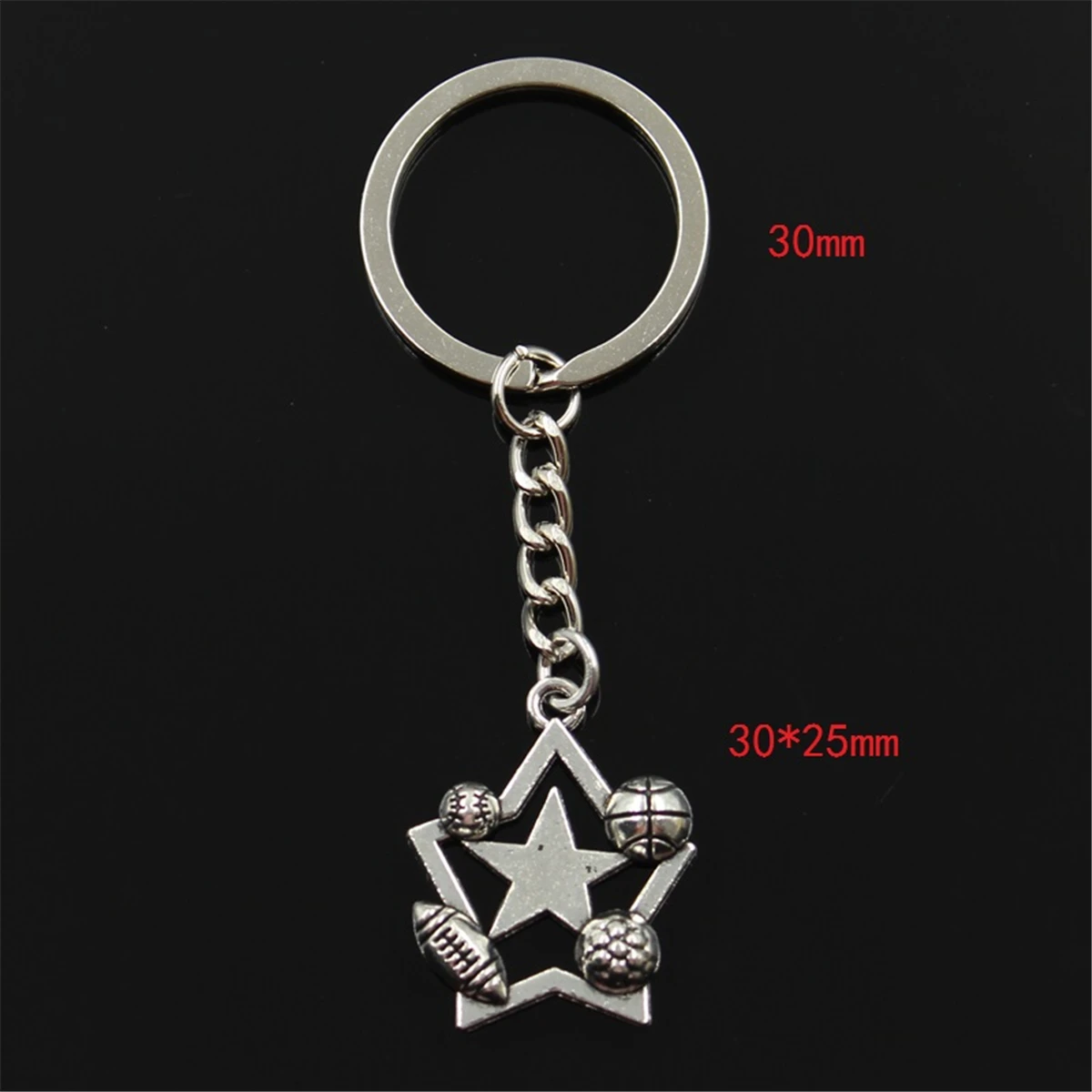 New Hot Men Key Ring Chain Keychain Gift Jewelry Silver Color Star Football Soccer Baseball Pendant Great Promotion | Украшения и