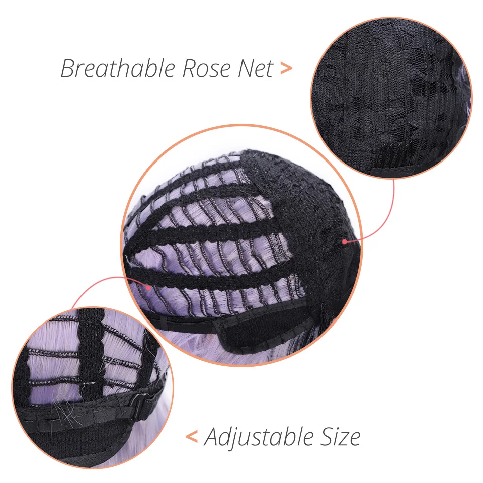 AISI BEAUTY Ombre фиолетовый короткий парик 14 дюймов волна воды синтетические парики для женщин розовый блонд седой милый Косплей Женский накладные волосы