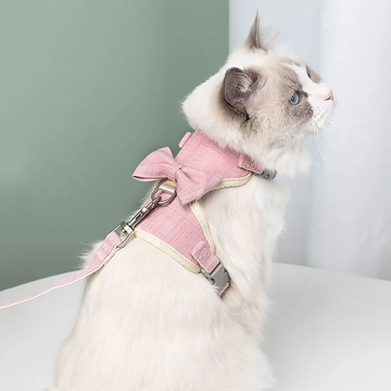 

New Breathable Dog Cat Protective Anti-Escape Vest Harness Soft Pet Walking Leash Cotton Cute Handmade Durable Damping Naira