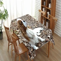 customizable 3d tablecloth animal dog pattern washable cloth rectangle round table cover party wedding decoration