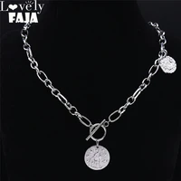 stainless steel aquarius necklaces chocker for women silver color 12 constellations astrology necklace jewelry bijoux npy10s03