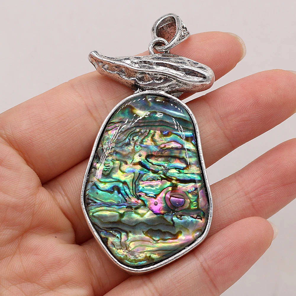 

Natural Abalone Shell Irregular Egg Shaped Pendant Handmade Crafts DIY Necklace Jewelry Accessories Gift Making Size 33x60mm