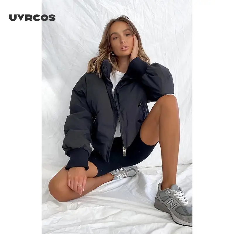 

Winter jacket for girls style solid color stand collar cotton coat Jacket Black and Jacket Nude Jacket women Ladies jacke