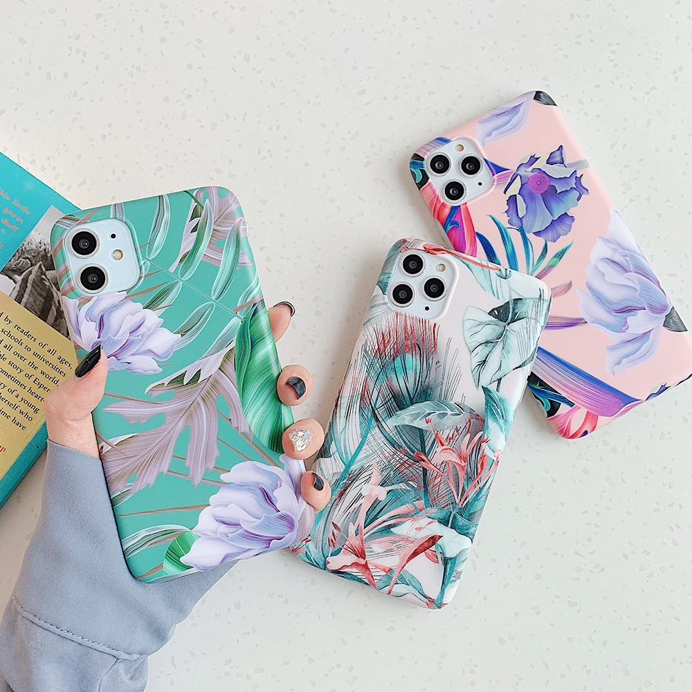 Винтажный чехол LOVECOM для телефона с яркими цветами и листьями iPhone 11 Pro Max XR XS 6 6S 7 8