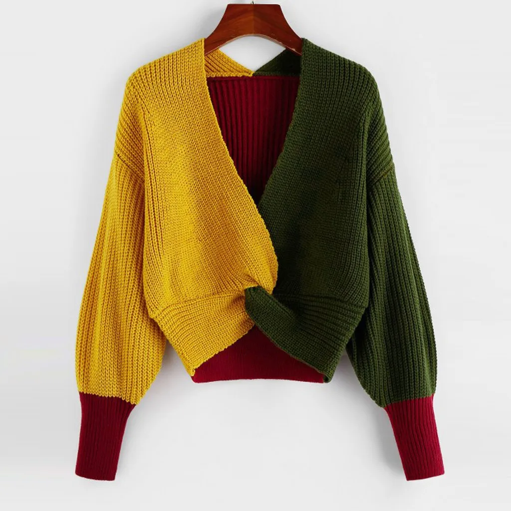 Новинка 2020 блузки Женский Топ Повседневный пуловер с V-образным вырезом