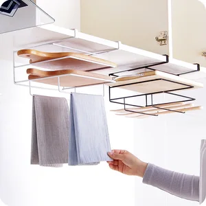 multifunctional hanging storage bracket kitchen gadget wall mounted cutting board rack towel organizer shelf home cabinet rack free global shipping