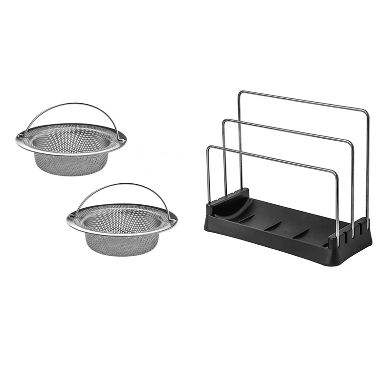 

Разрезанное звено, держатель-органайзер для буфета с 2 шт. фильтрами корзины из нержавеющей стали для кухонной раковины и 2 ручками