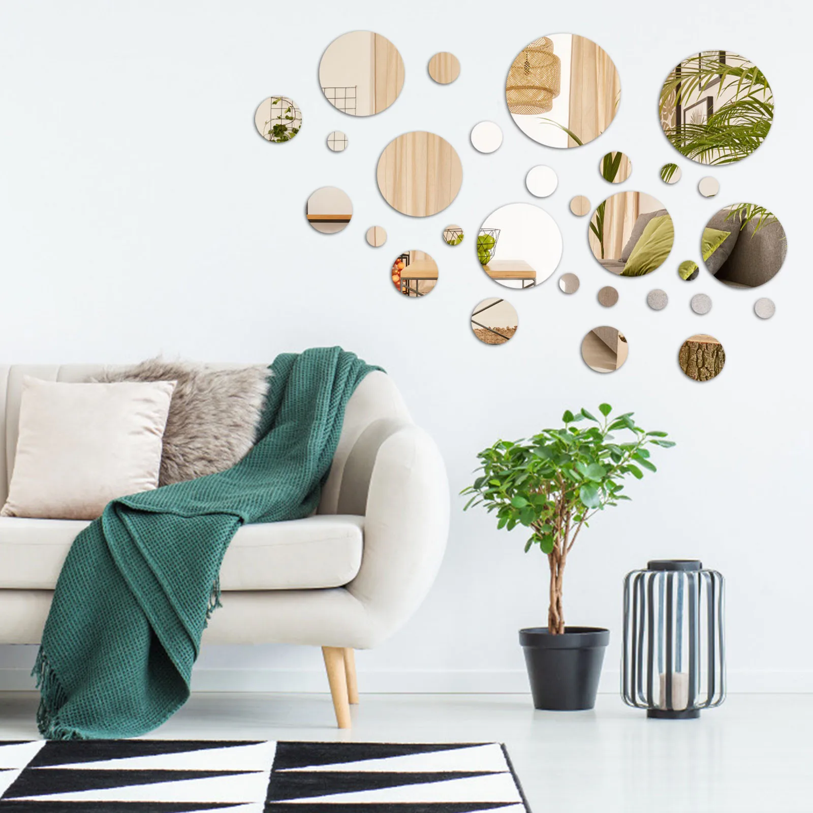 Водонепроницаемые Круглые Хрустальные зеркальные настенные наклейки акриловые